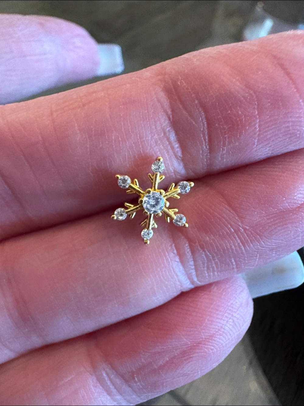 Nose Ring- Stud 20G Copper Star Zirconia L-Shaped Nose Ring